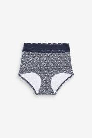 Navy/Cream Floral Print Full Brief Cotton and Lace Knickers 4 Pack - Image 6 of 8
