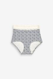 Navy/Cream Floral Print Full Brief Cotton and Lace Knickers 4 Pack - Image 7 of 8