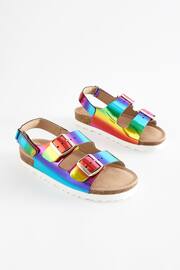 Multicolour Rainbow Leather Standard Fit (F) Two Strap Corkbed Sandals - Image 1 of 7