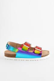 Multicolour Rainbow Leather Standard Fit (F) Two Strap Corkbed Sandals - Image 2 of 7