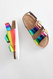 Multicolour Rainbow Leather Standard Fit (F) Two Strap Corkbed Sandals - Image 4 of 7