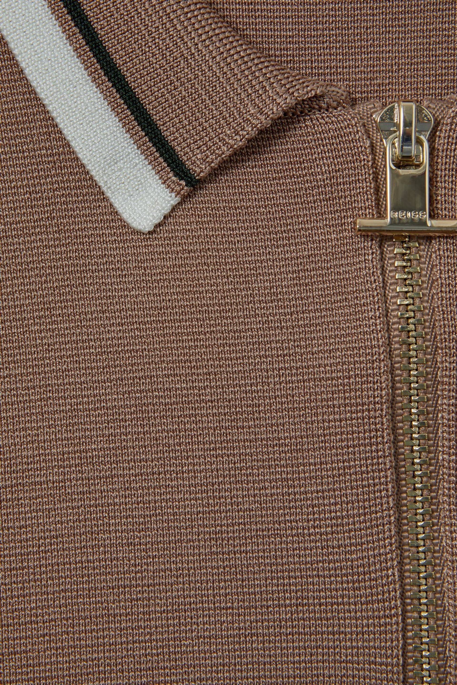 Reiss Warm Taupe Chelsea Junior Half-Zip Polo Shirt - Image 3 of 3