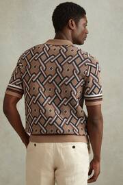 Reiss Camel Multi Hyde Knitted Cuban Collar Shirt - Image 5 of 6