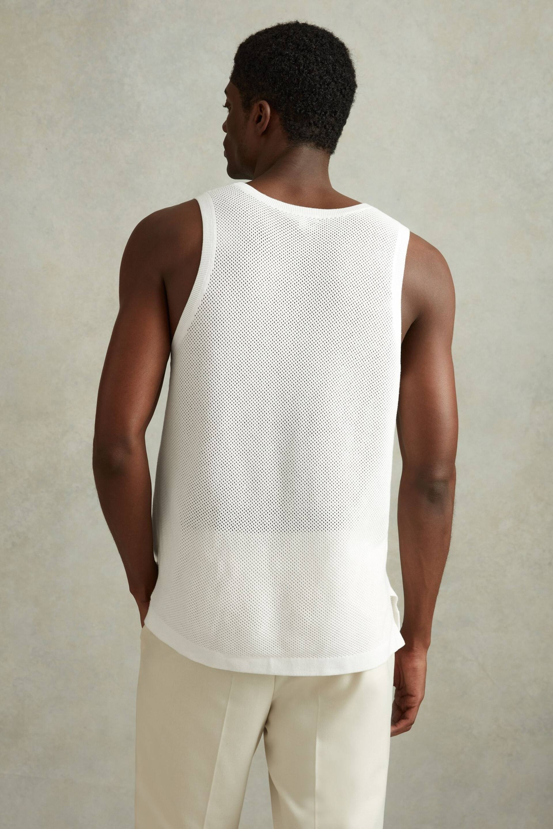 Reiss Optic White Velo Open-Stitch Cotton Vest - Image 5 of 6