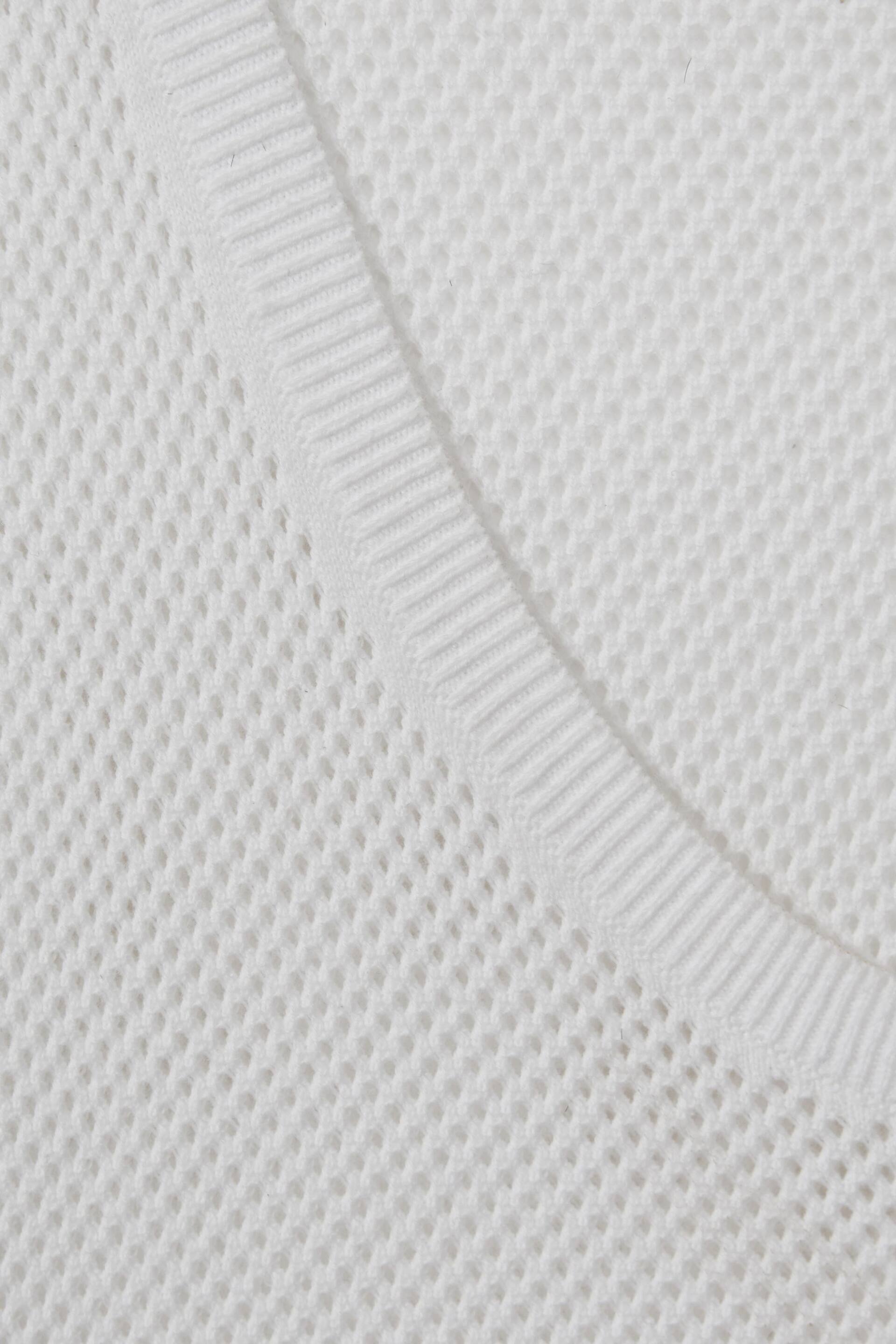 Reiss Optic White Velo Open-Stitch Cotton Vest - Image 6 of 6