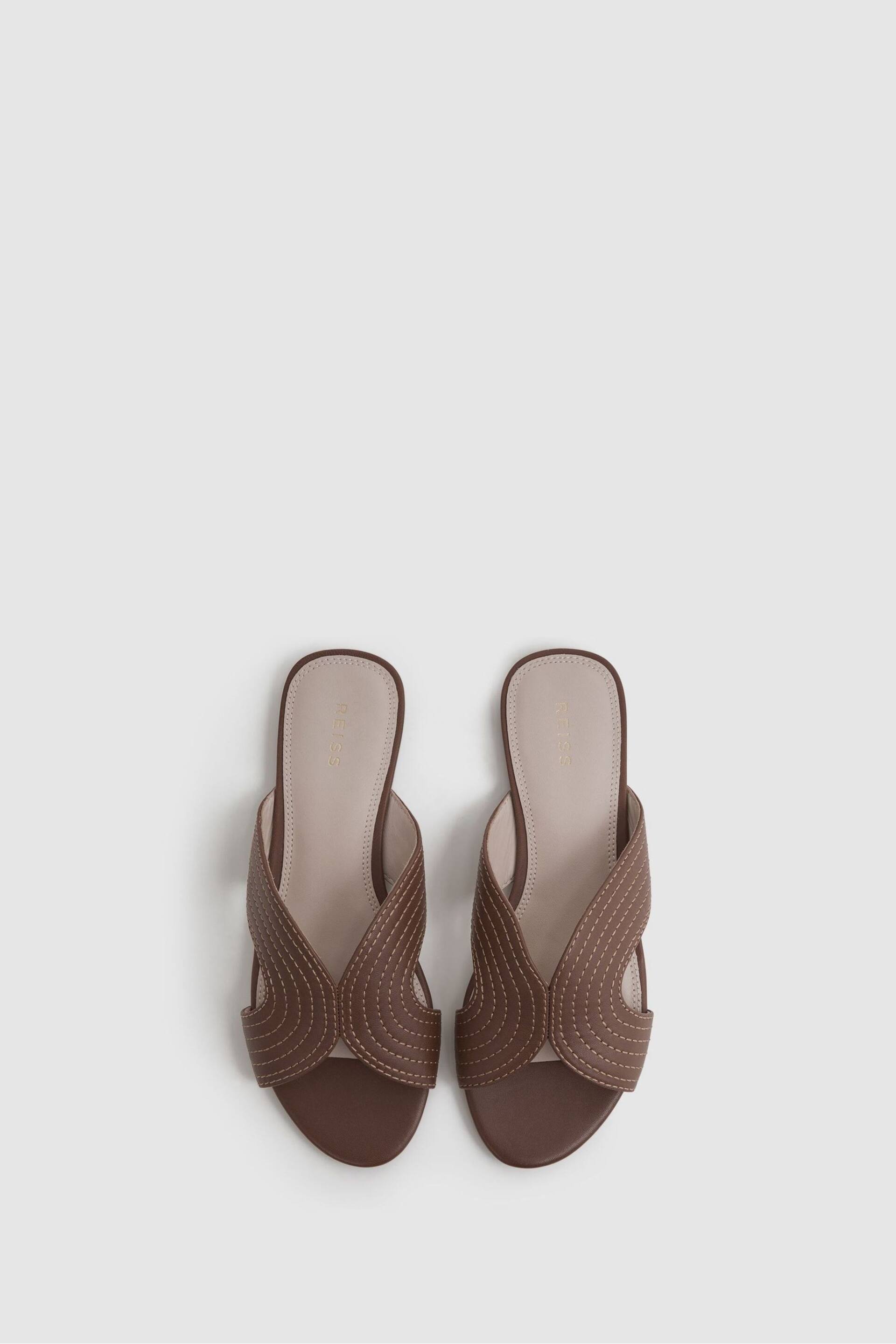 Reiss Tan Rose Leather Slip-On Sandals - Image 3 of 5