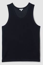 Reiss Navy Velo Open-Stitch Cotton Vest - Image 2 of 6