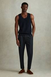 Reiss Navy Velo Open-Stitch Cotton Vest - Image 3 of 6