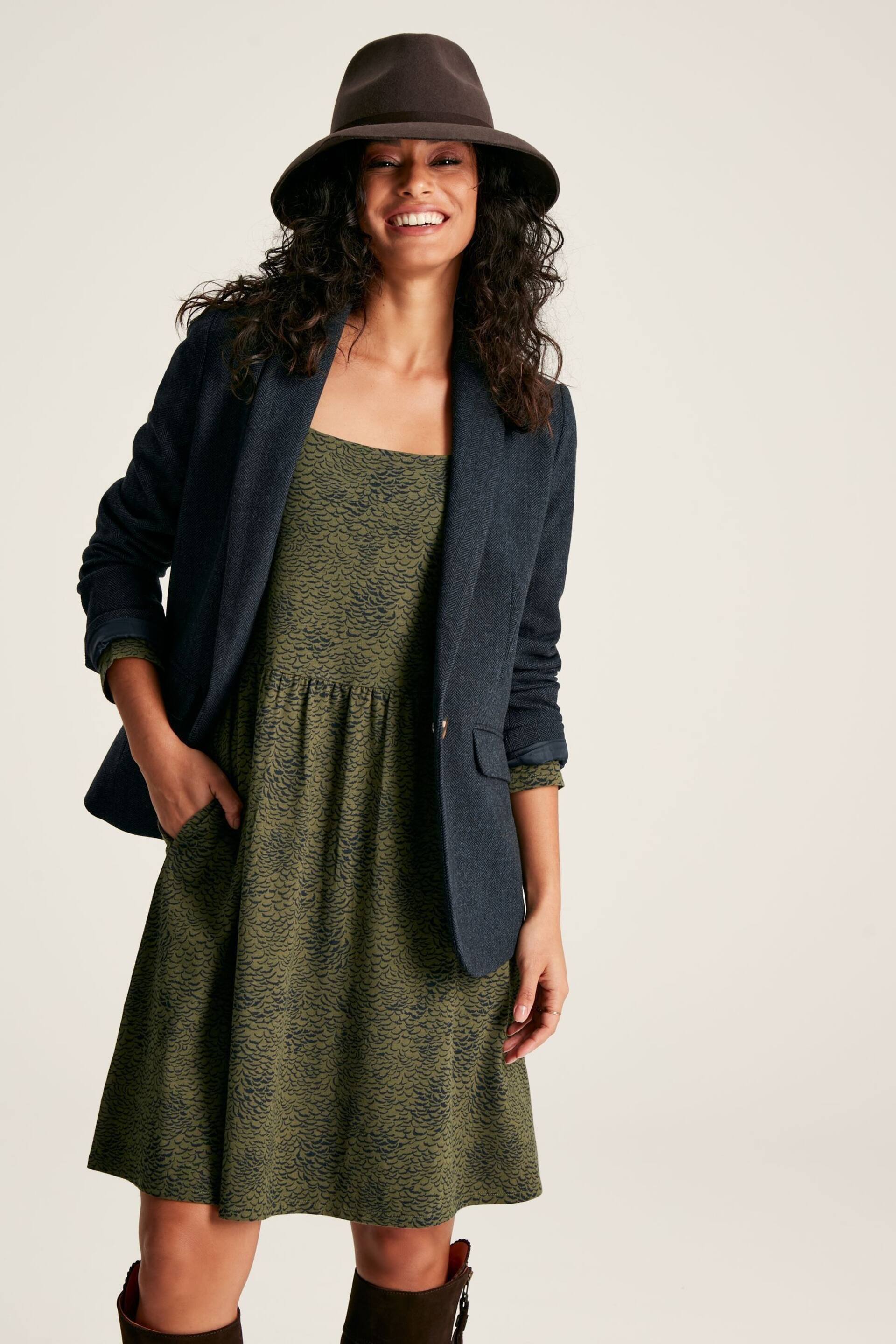 Joules Neve Green Long Sleeve Jersey Dress - Image 3 of 7