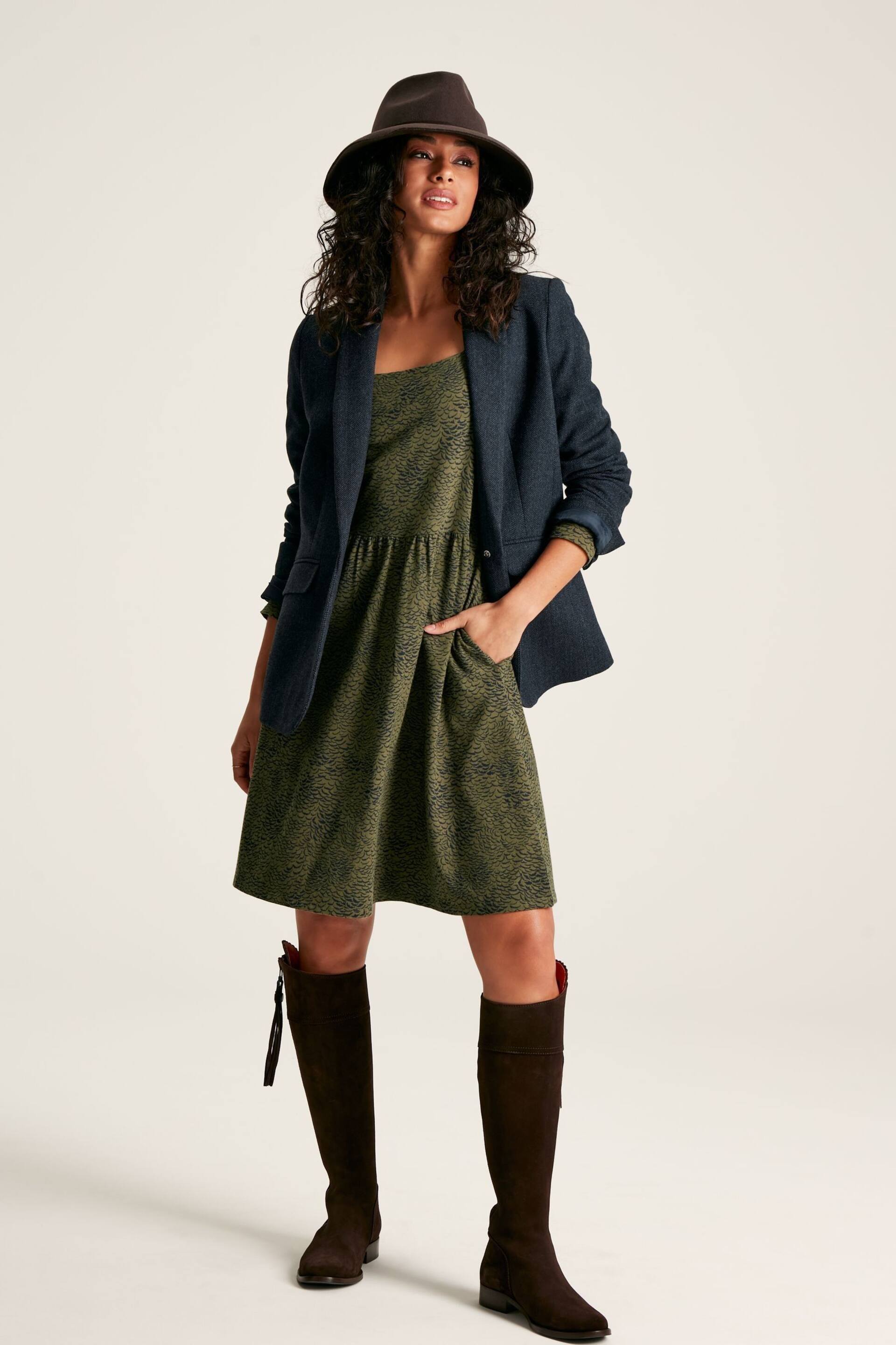 Joules Neve Green Long Sleeve Jersey Dress - Image 4 of 7