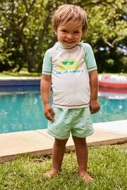 Green/White Smiles Sunsafe Top and Shorts Set (3mths-7yrs) - Image 1 of 8