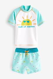 Green/White Smiles Sunsafe Top and Shorts Set (3mths-7yrs) - Image 5 of 8