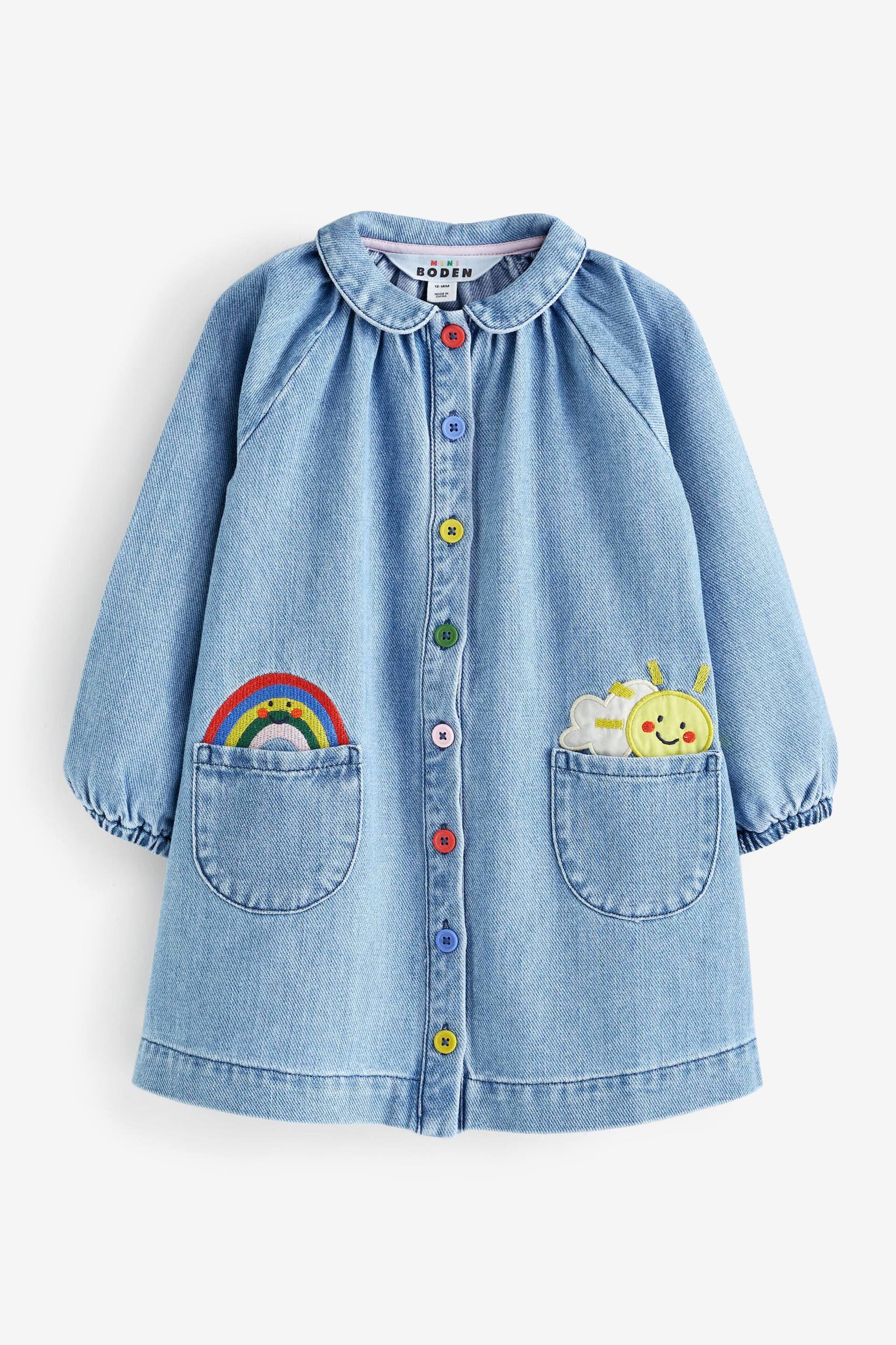 Boden Blue Appliqué Rainbow Weather Shirt Dress - Image 1 of 4