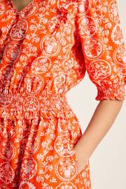 Joules Rosalie Pink V-Neck Frill Dress - Image 5 of 6