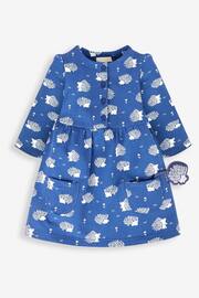 JoJo Maman Bébé Denim Blue Hedgehog Button Front Dress - Image 1 of 4
