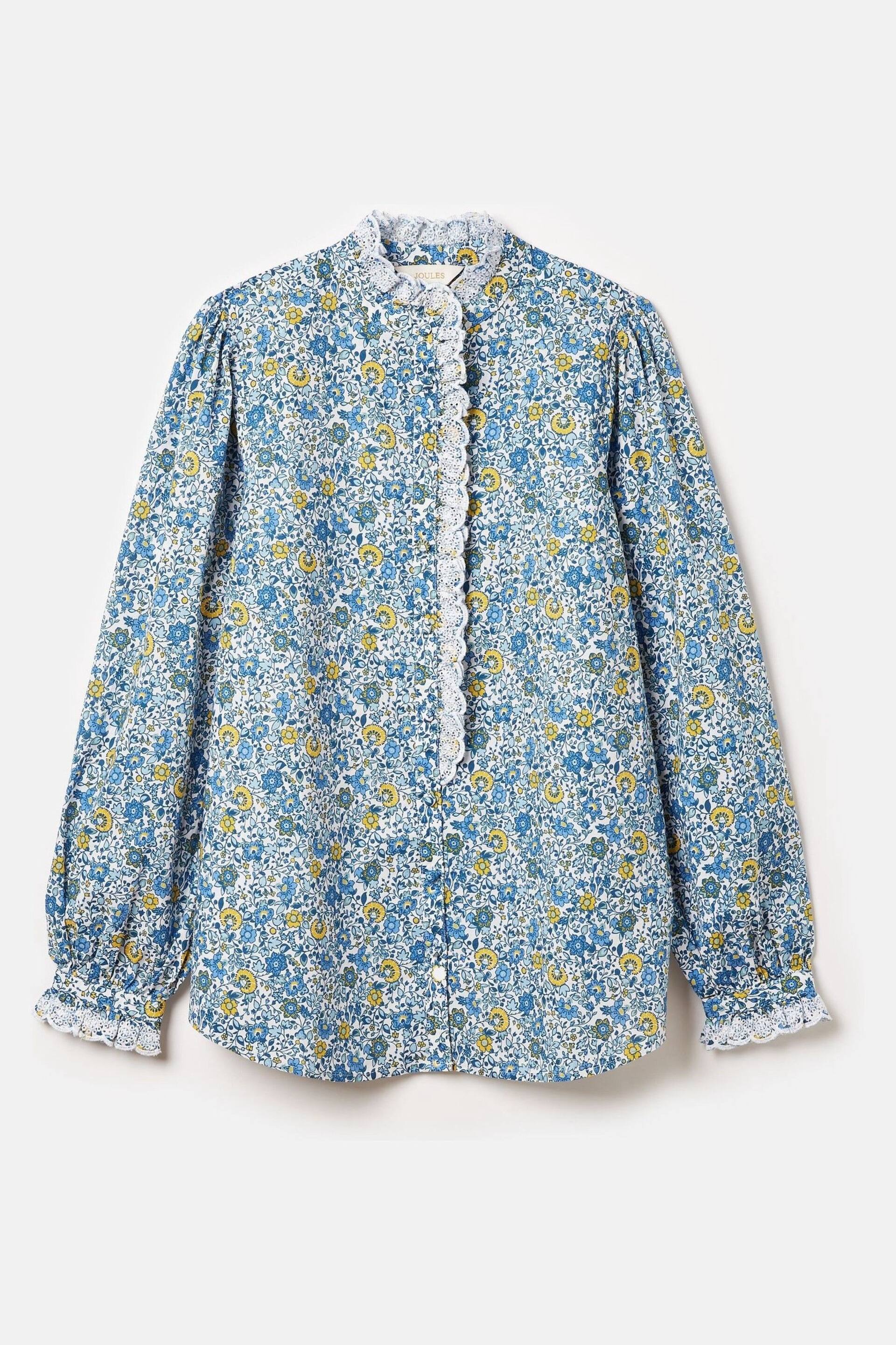 Joules Valentina Blue/White Broderie Trim Blouse - Image 6 of 6