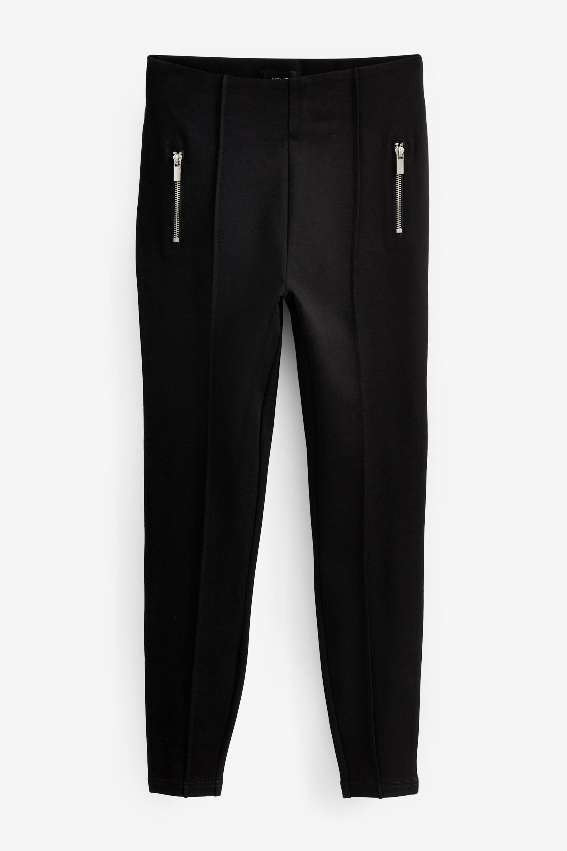 Black Ponte Zip Detail Leggings - Image 5 of 6