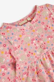 JoJo Maman Bébé Pink Hedgehog Floral Button Front Dress - Image 3 of 4
