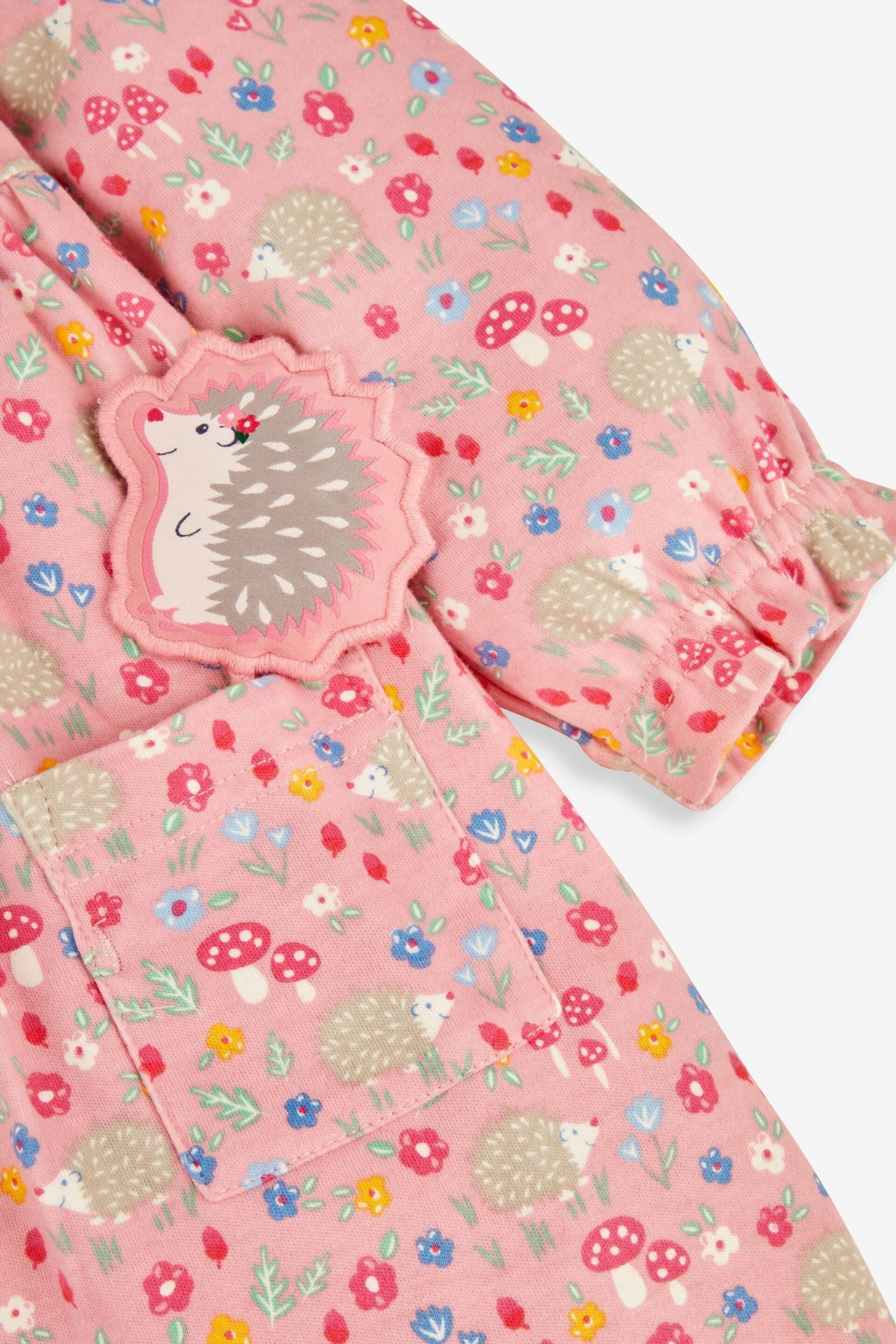 JoJo Maman Bébé Pink Hedgehog Floral Button Front Dress - Image 4 of 4