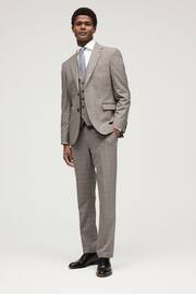 Taupe Skinny Fit Trimmed Check Suit: Trousers - Image 2 of 10
