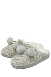 Dunlop Grey Ladies Knitted Closed Toe Mule Slippers - Image 2 of 4