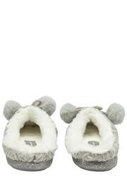 Dunlop Grey Ladies Knitted Closed Toe Mule Slippers - Image 3 of 4