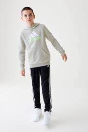 adidas Light Grey Sportswear Essentials Two Colored Big Logo Cotton Hoodie - Image 1 of 10