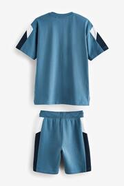 Blue Colourblock Shorts and T-Shirt Set (3-16yrs) - Image 2 of 4