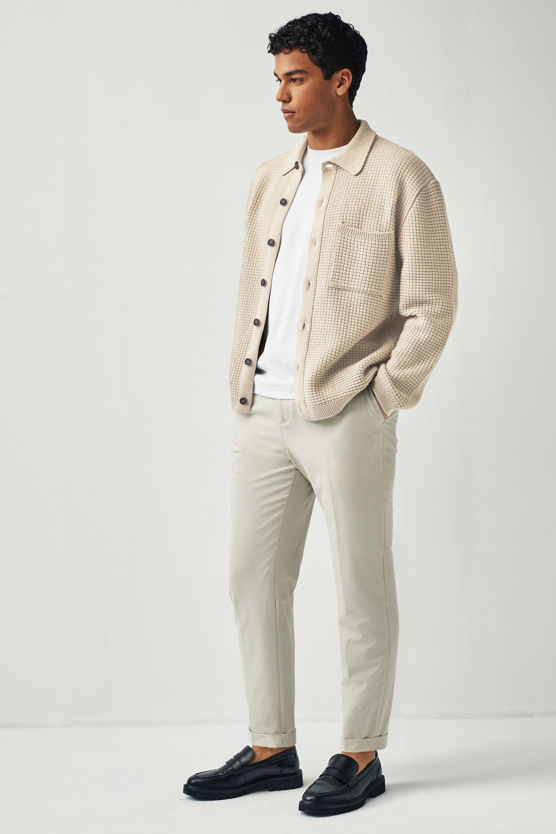Neutral Textured Knitted Relaxed Shacket - Image 2 of 8