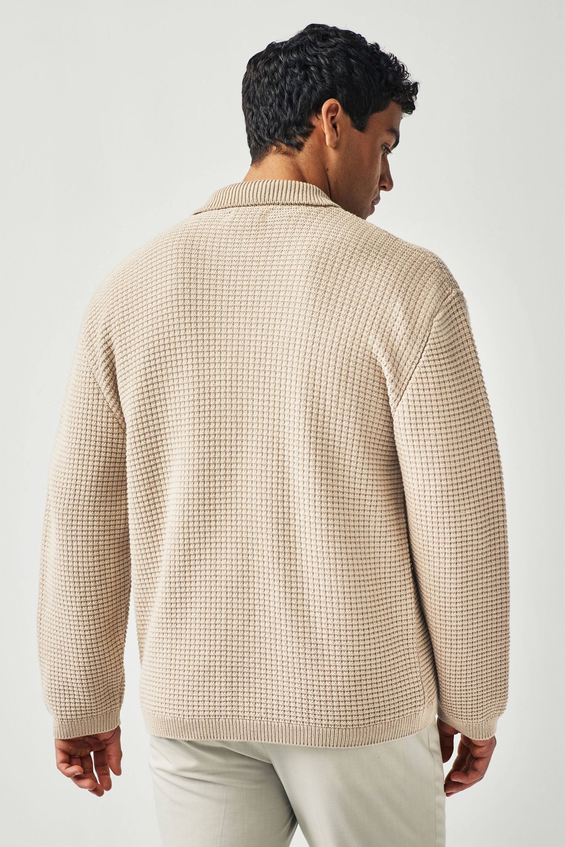 Neutral Textured Knitted Relaxed Shacket - Image 3 of 8