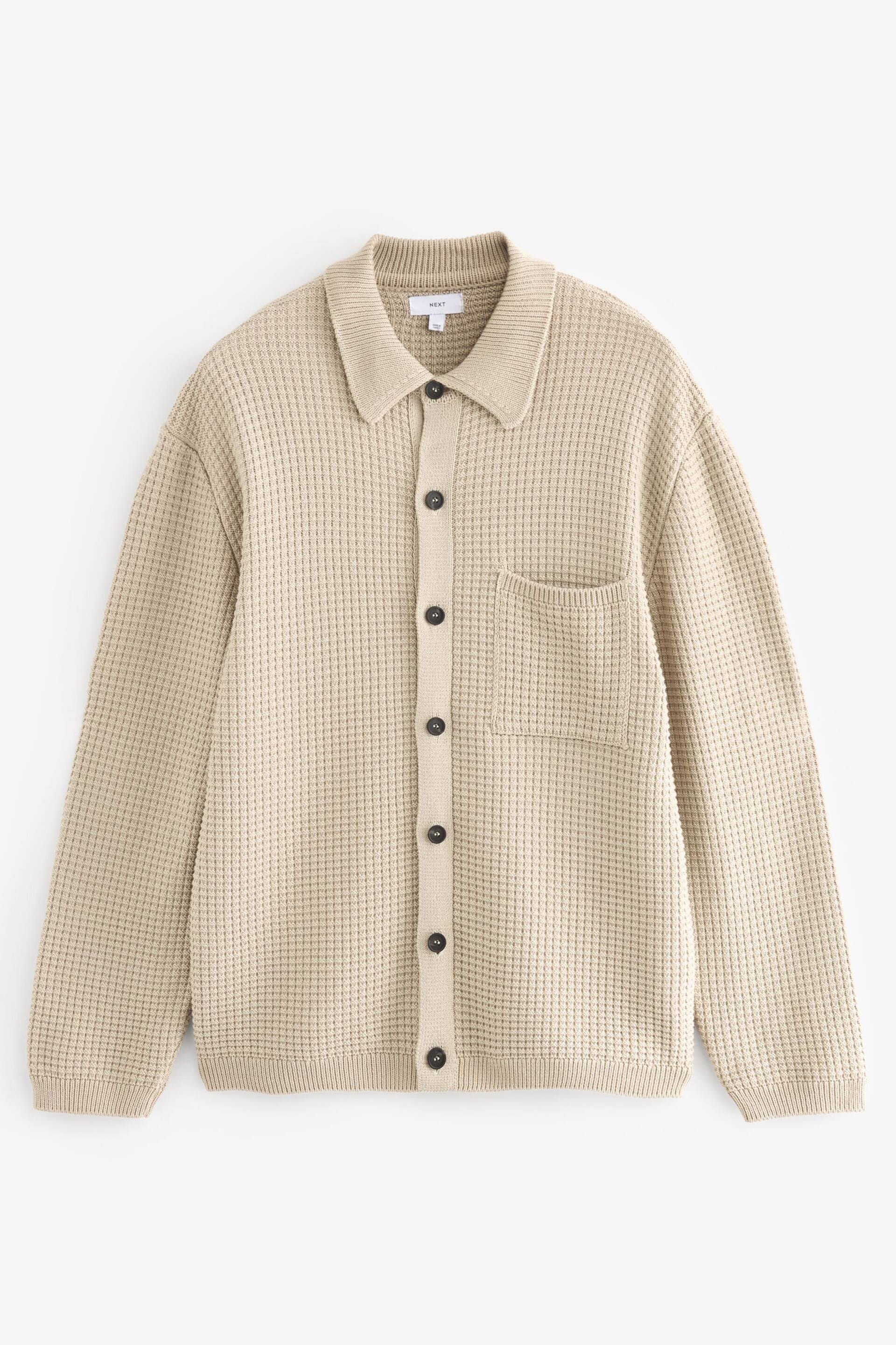 Neutral Textured Knitted Relaxed Shacket - Image 6 of 8