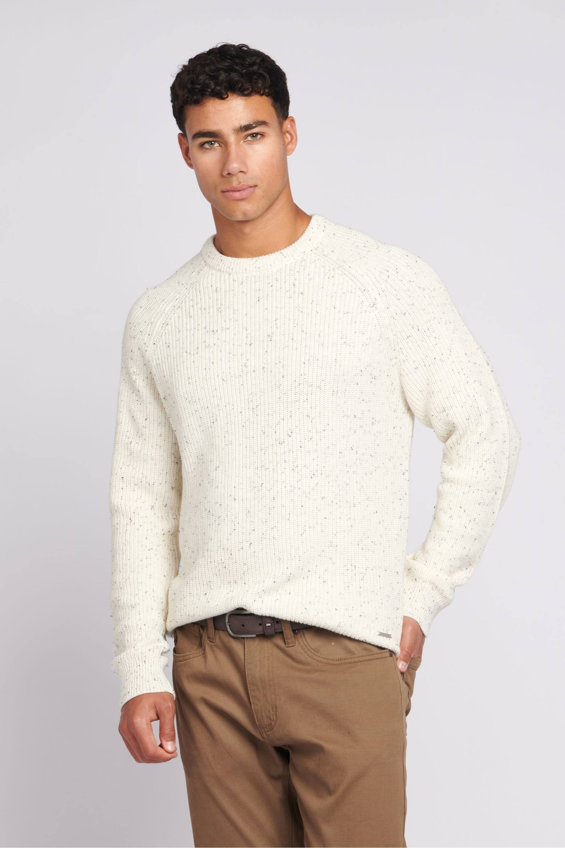 U.S. Polo Assn. Mens Cream Fisherman Nepp Knitted Jumper - Image 1 of 8