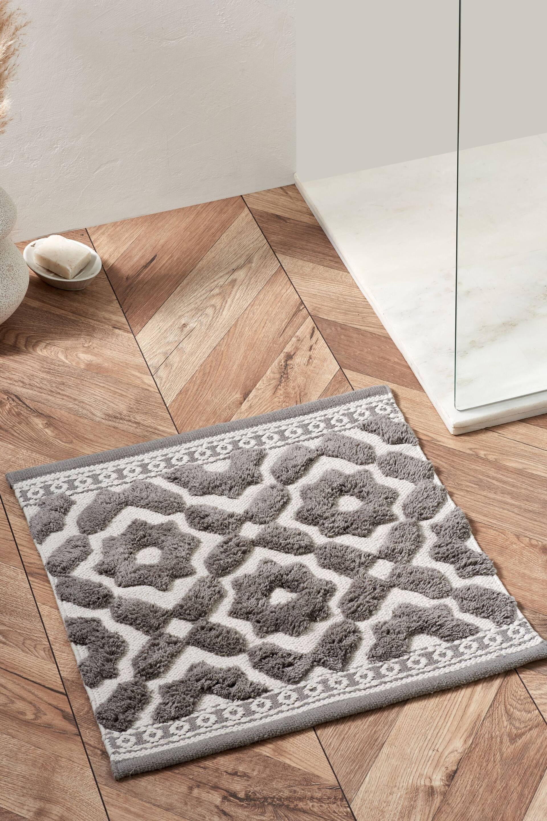 Grey Tile Geo Bath Mat - Image 1 of 3