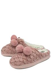 Dunlop Baby Pink Ladies Knitted Closed Toe Mule Slippers - Image 2 of 4