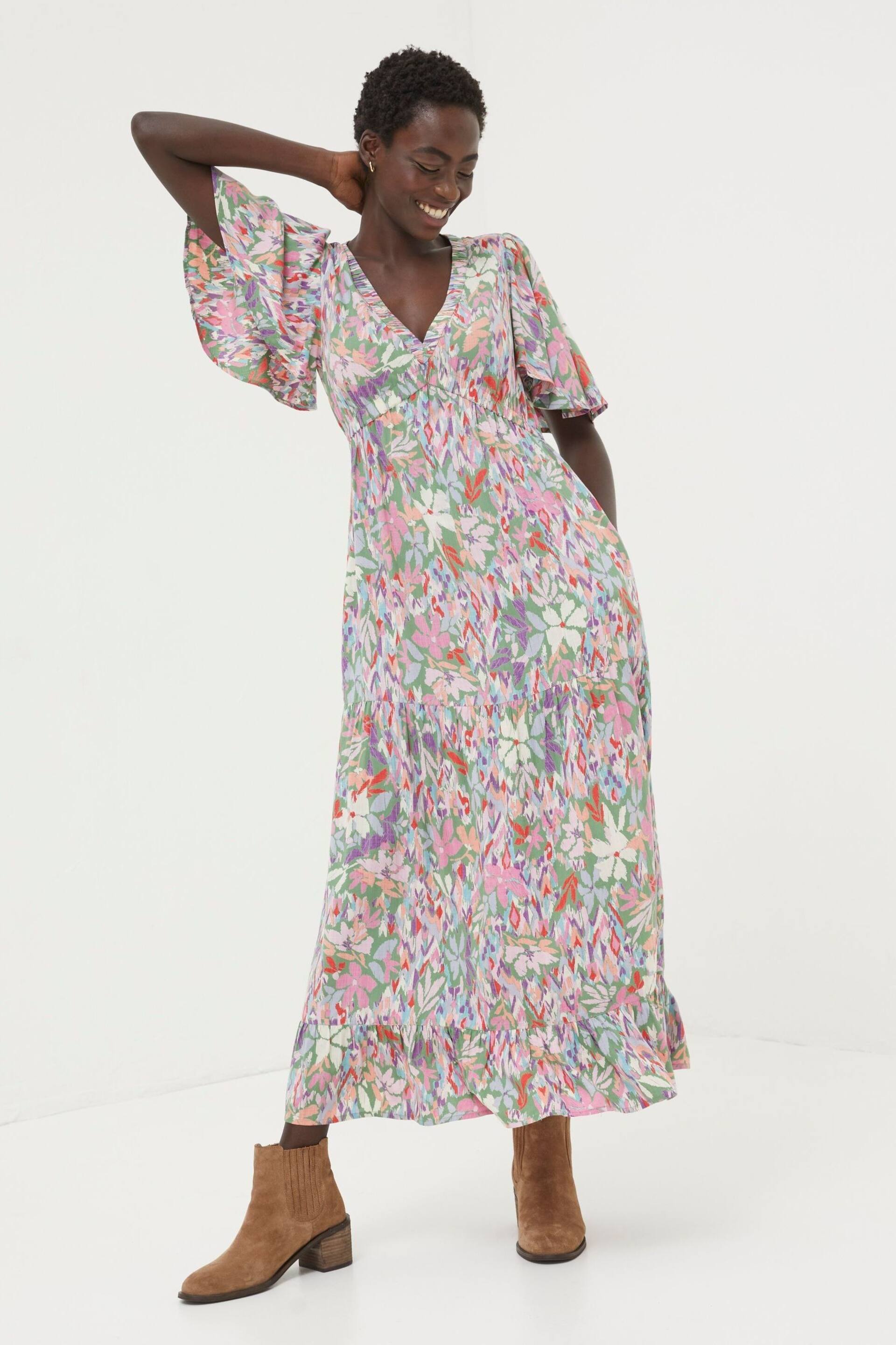 FatFace Green Grace Expressive Floral Midi Dress - Image 2 of 7