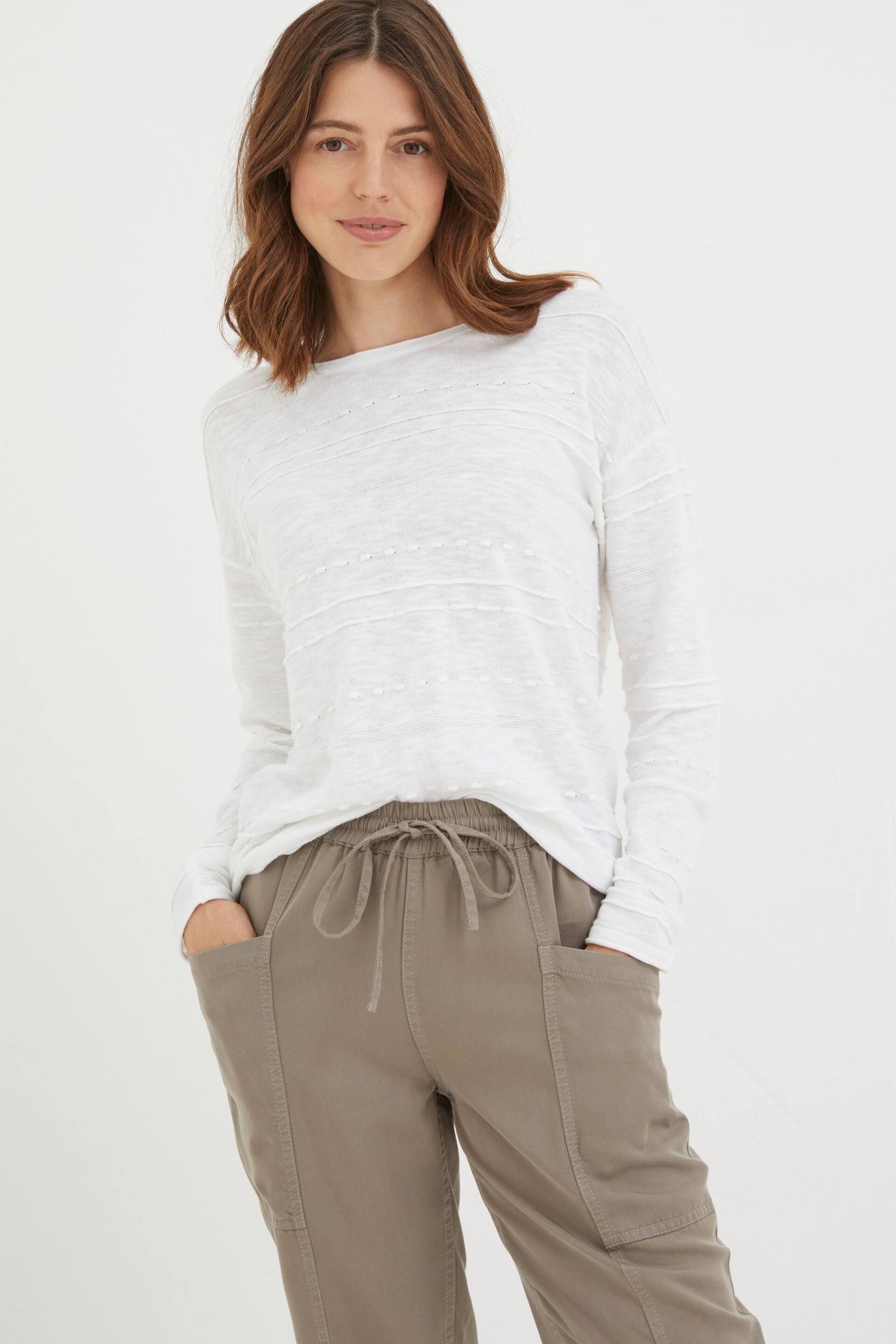 FatFace White Cotton Linen Jumper - Image 1 of 5