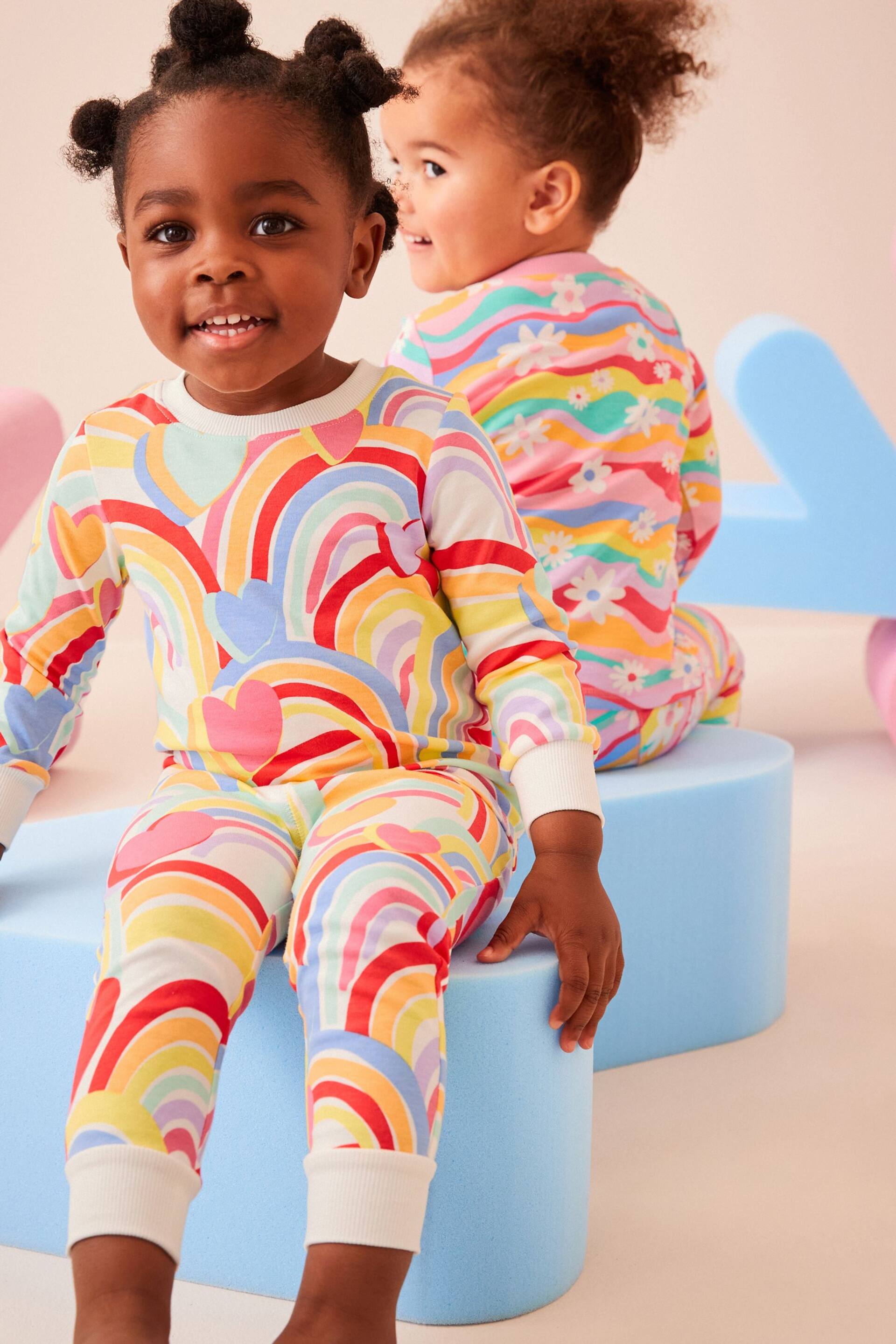 Rainbow 2 Pack Printed Long Sleeve Pyjamas (9mths-8yrs) - Image 3 of 16