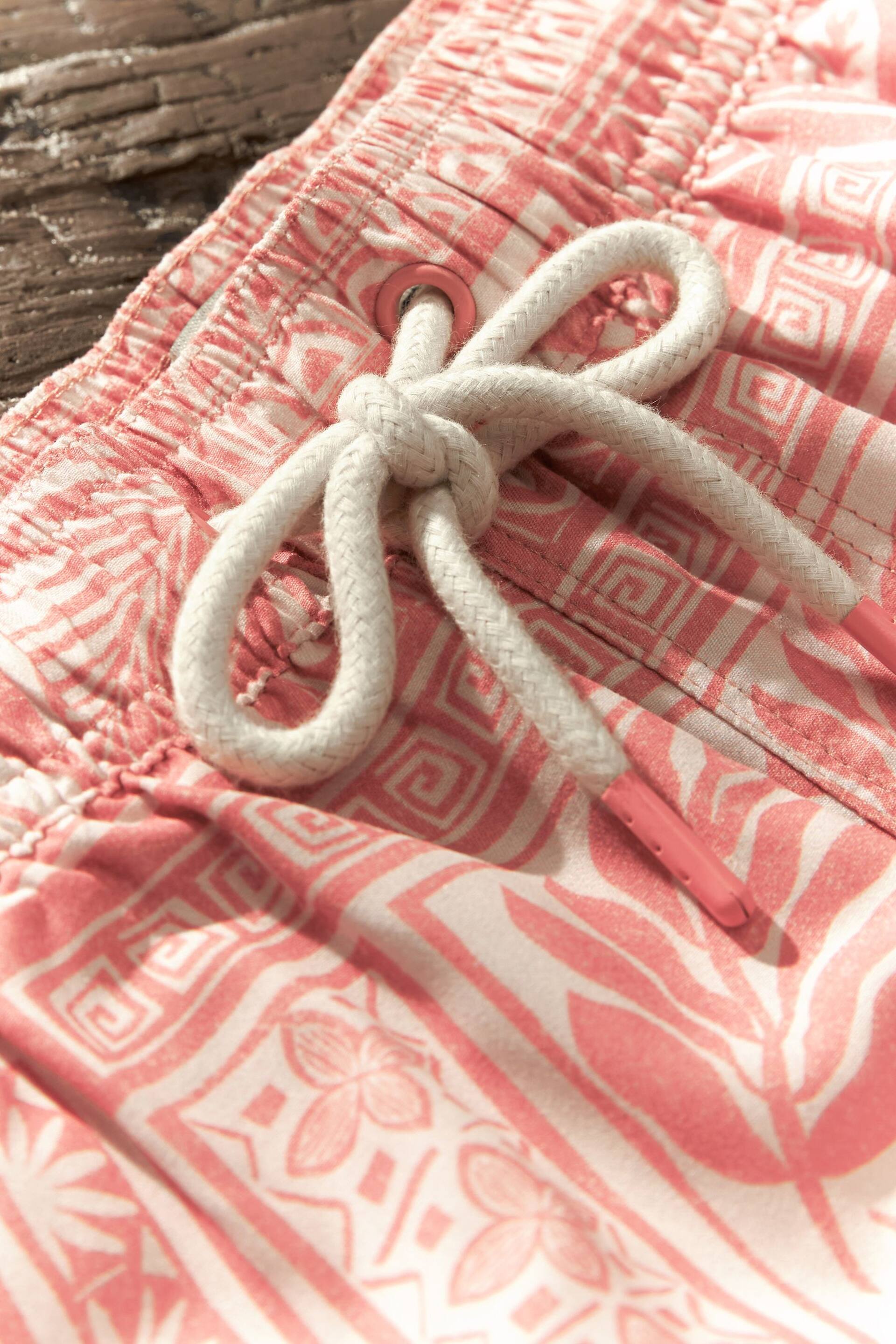 Light Pink Textured Artisan Tile Regular Fit Printed Swim Shorts - Image 11 of 13