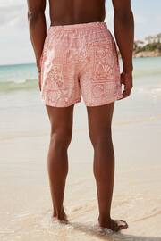 Light Pink Textured Artisan Tile Regular Fit Printed Swim Shorts - Image 4 of 13