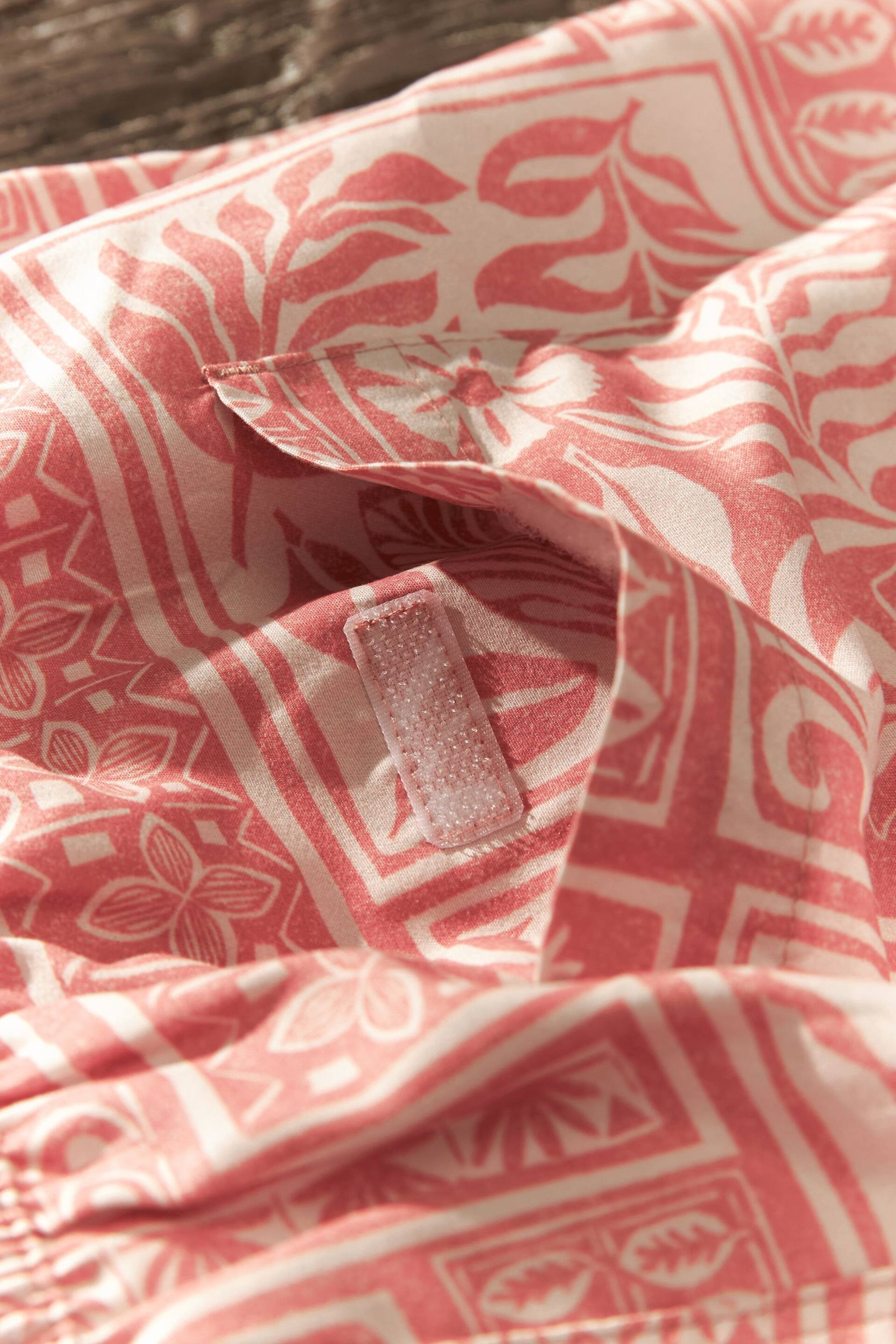 Light Pink Textured Artisan Tile Regular Fit Printed Swim Shorts - Image 7 of 13