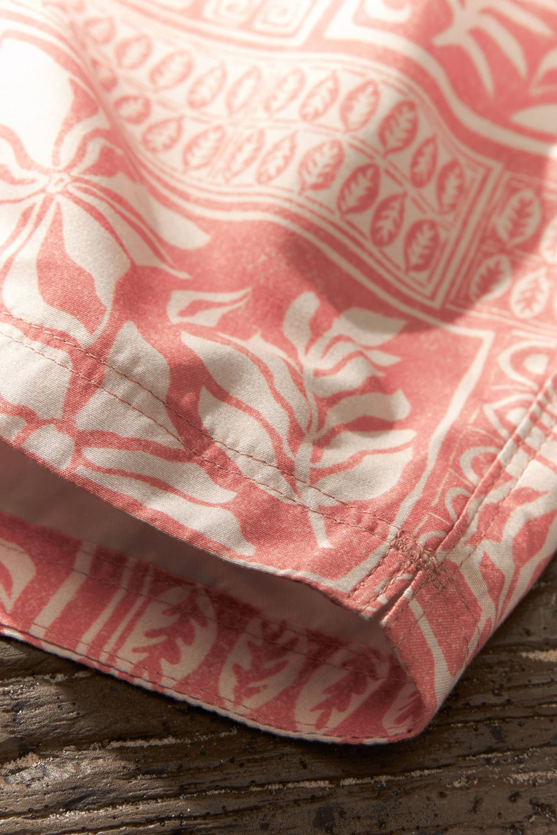 Light Pink Textured Artisan Tile Regular Fit Printed Swim Shorts - Image 9 of 13