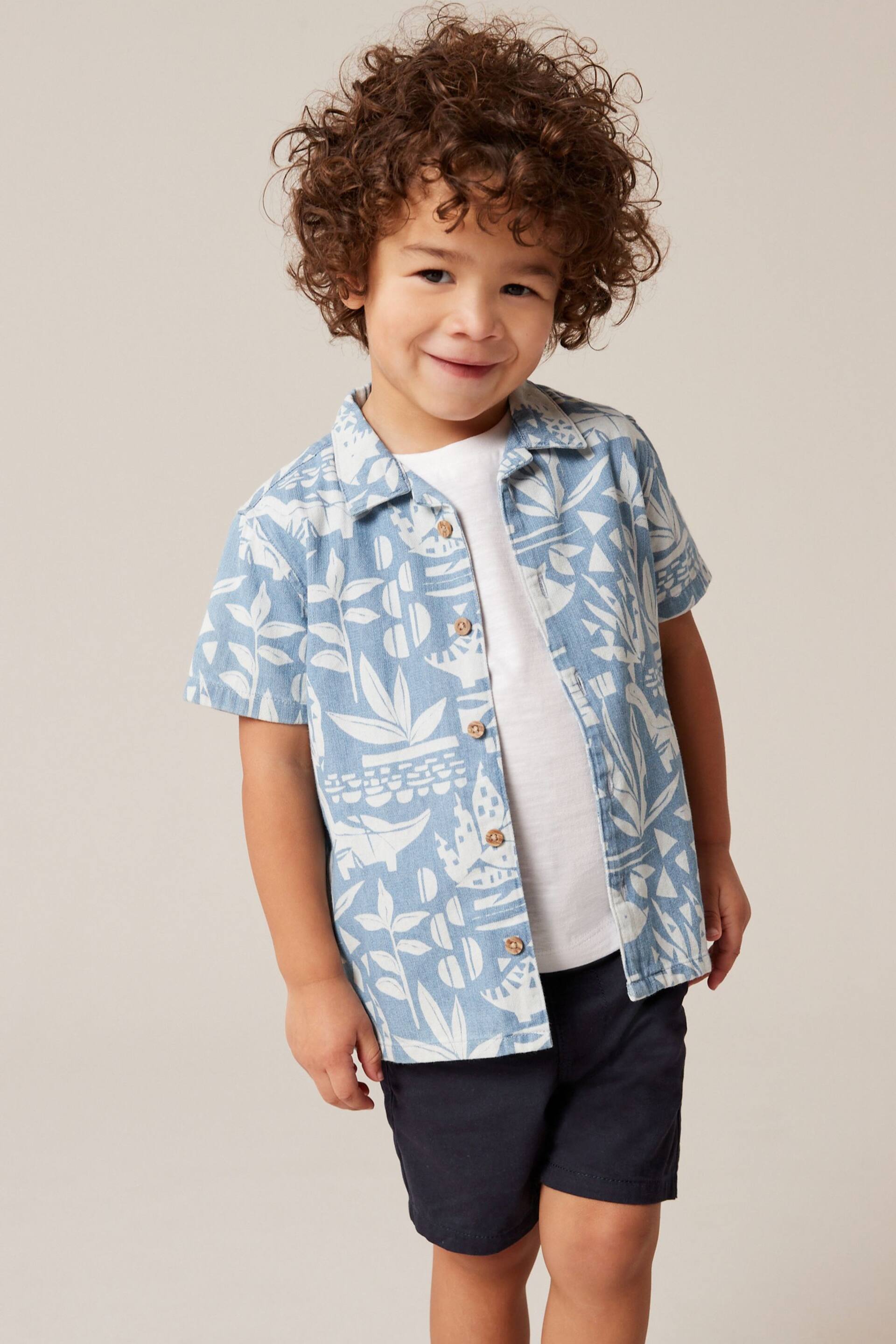 Blue Dino Short Sleeve Printed Shirt (3mths-7yrs) - Image 2 of 6