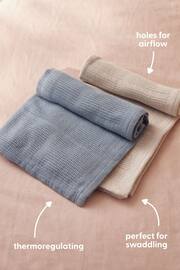 MORI Brown Soft Cotton & Bamboo Cellular Baby Blanket - Image 4 of 4