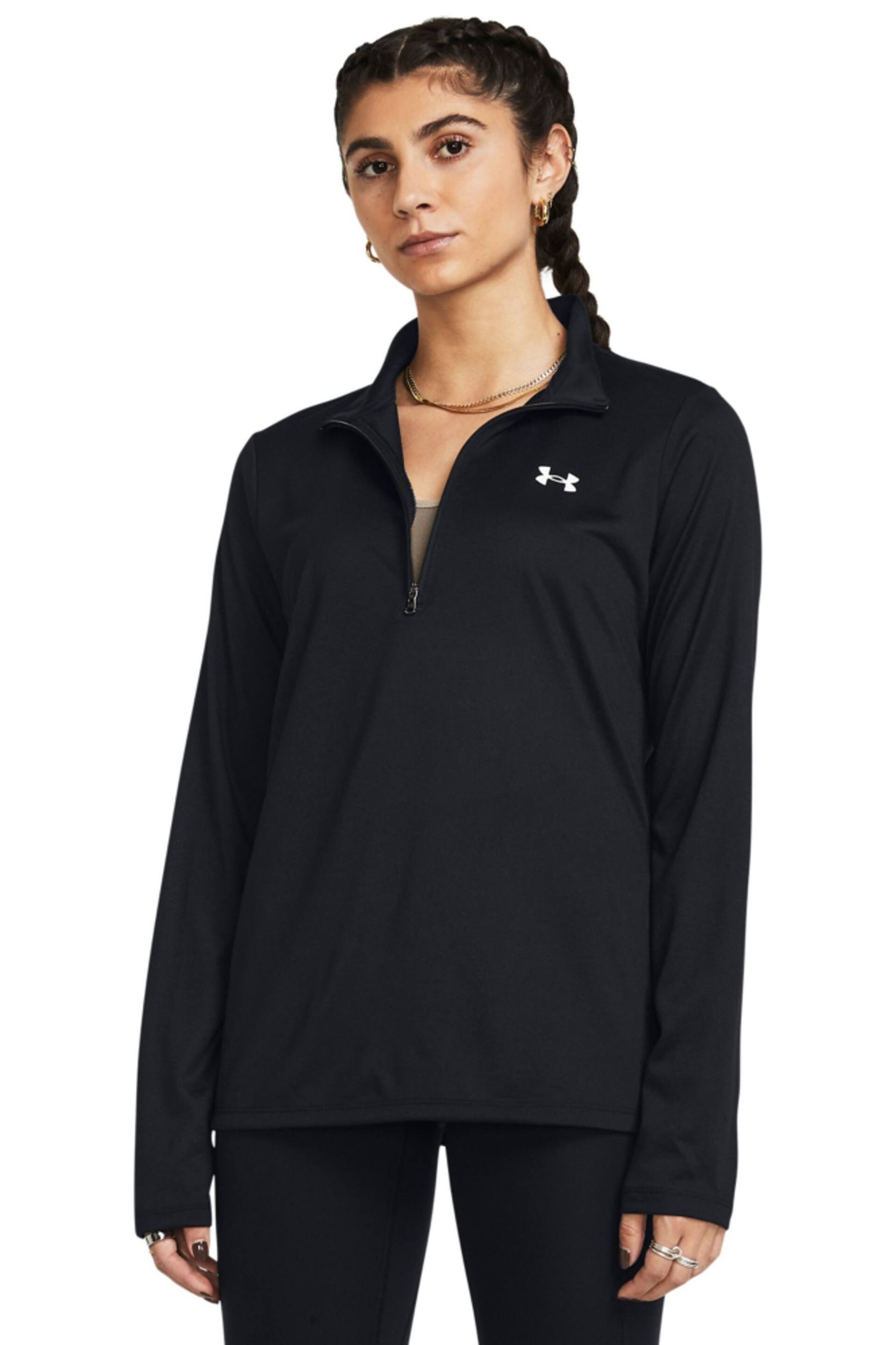 Under Armour Black Solid Tech 1/2 Zip Top - Image 1 of 4