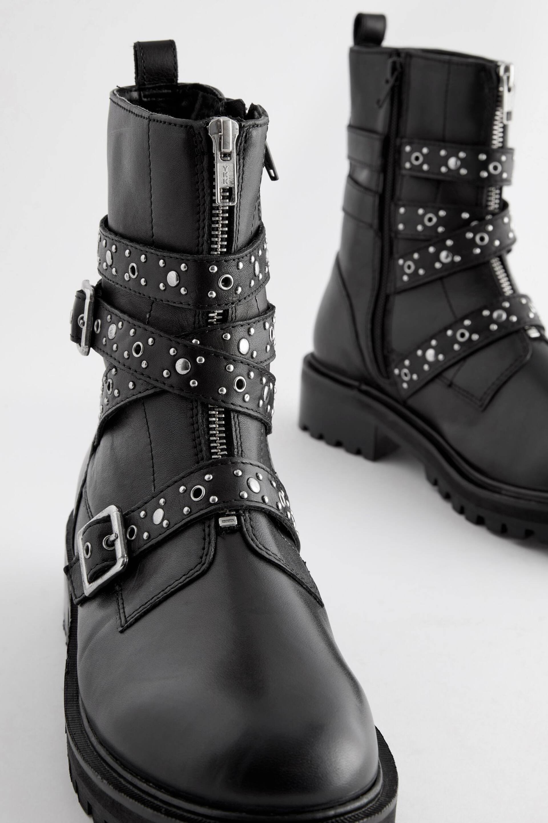 Black Forever Comfort® Studded Biker Ankle Boots - Image 3 of 5