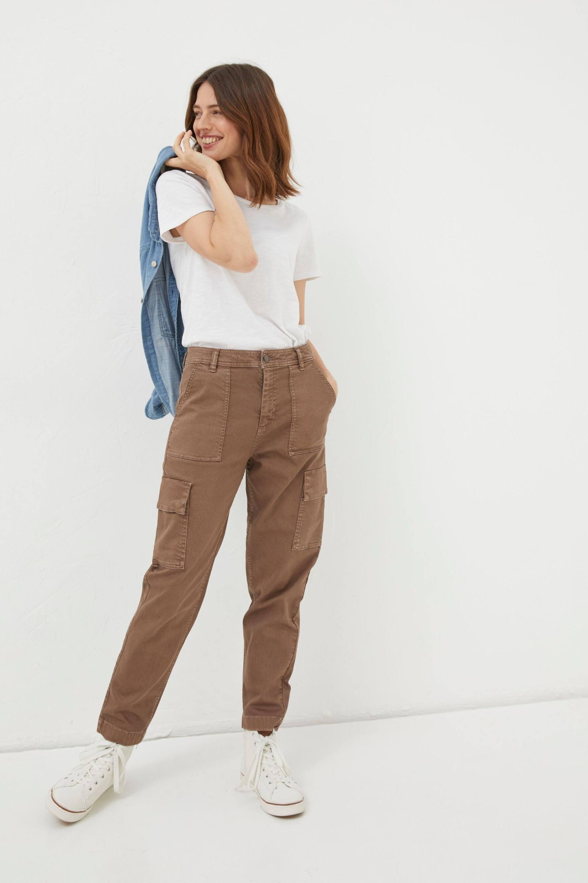 FatFace Brown Aspen Cargo Chino Trousers - Image 6 of 6