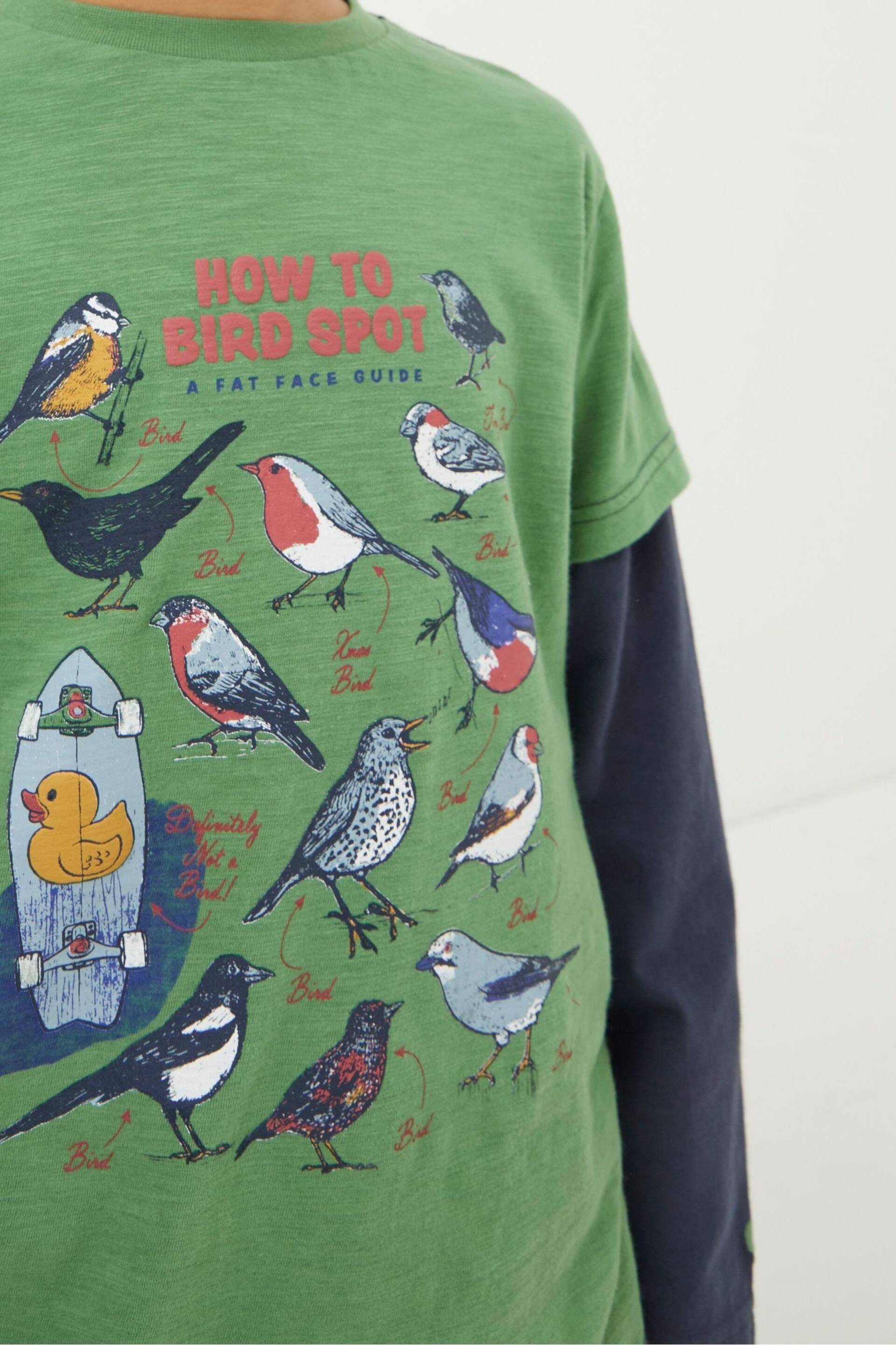 FatFace Green Bird Spotting Jersey T-Shirt - Image 3 of 4