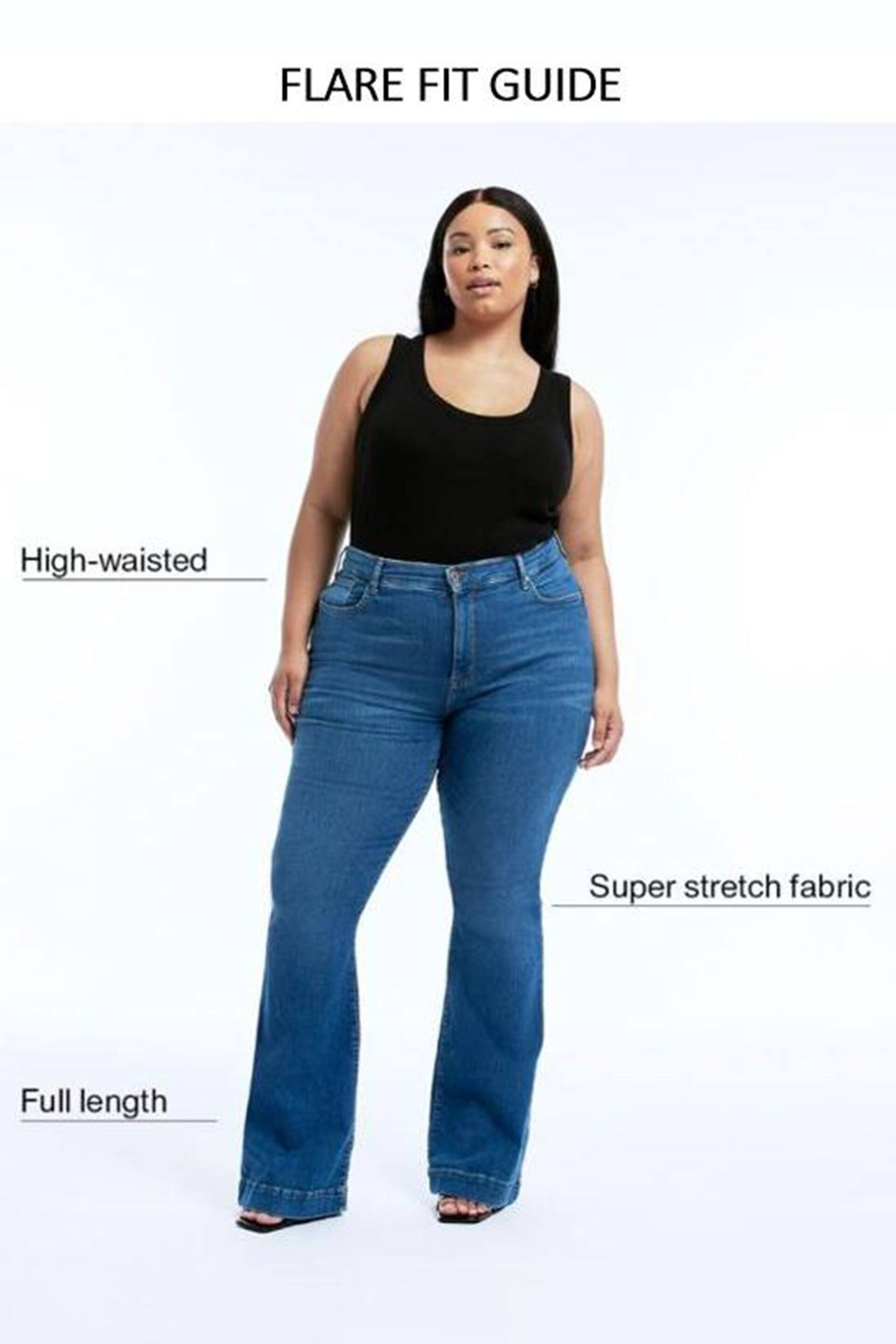 River Island Blue High Rise Flared Jeans - Image 5 of 5