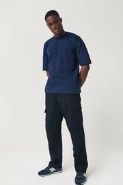 Navy Blue Relaxed Fit Soft Touch Heavyweight T-Shirt - Image 2 of 7