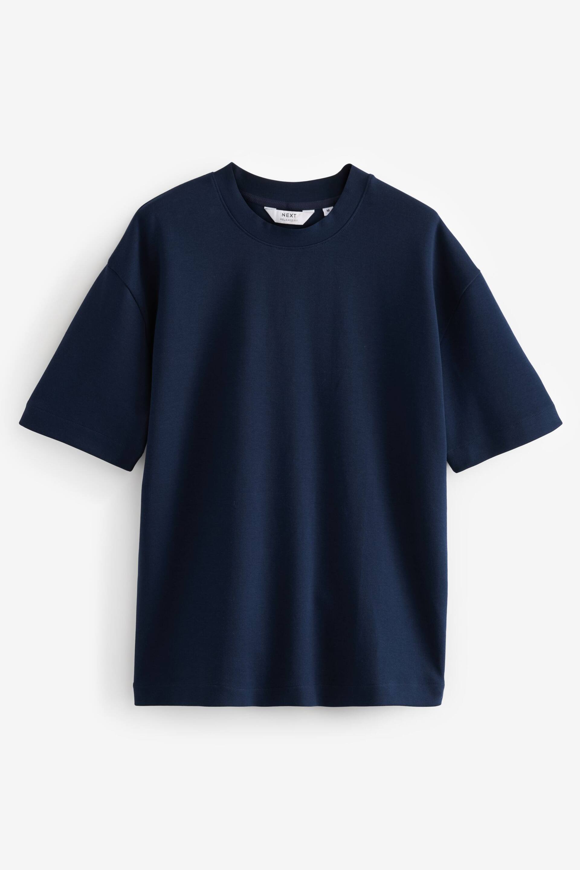 Navy Blue Relaxed Fit Soft Touch Heavyweight T-Shirt - Image 5 of 7